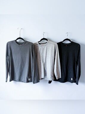 Rugged Elements Men’s Sueded Long Sleeve Crew Tee Set of 3 Medium
